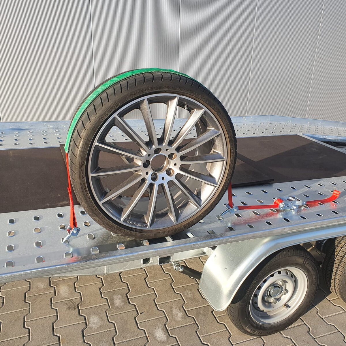Paket] 1x BullPower Spanngurt AZG152 - Autotransport PKW Zurrgurt  Reifengurt Transportsicherung 35mm - LC 3000 kg / daN mit Ratsche und Haken